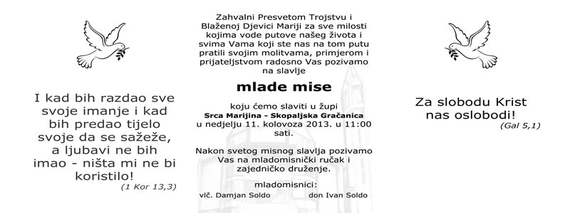Mlada misa pozivnica