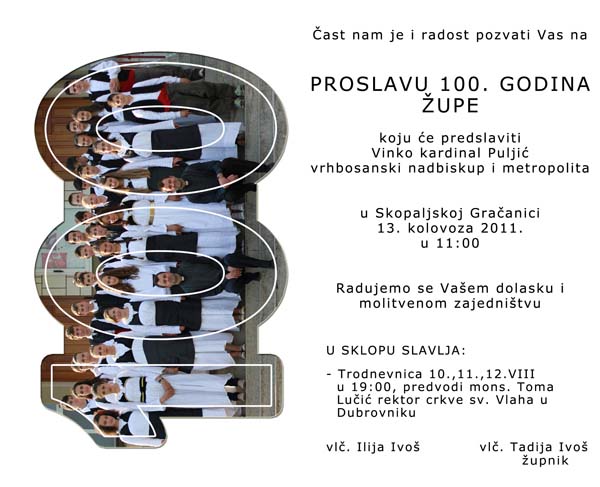 Pozivnica za proslavu 100. godina župe