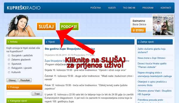 Prijenos sv. mise uživo na radio Kupresu